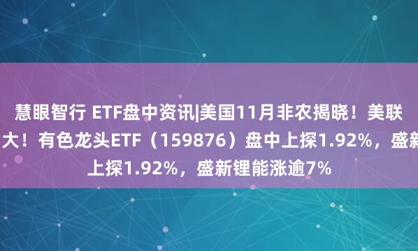 慧眼智行 ETF盘中资讯|美国11月非农揭晓！美联储降息概率加大！有色龙头ETF（159876）盘中上探1.92%，盛新锂能涨逾7%
