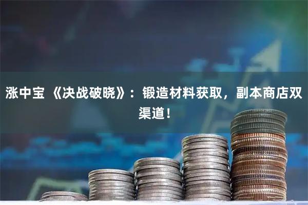 涨中宝 《决战破晓》：锻造材料获取，副本商店双渠道！